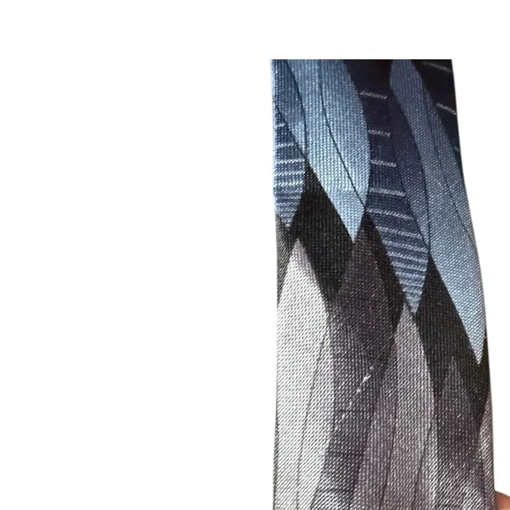Don Loper Beverly Hills Abstract Silk USA Blue Gray Geometric Designer Necktie
